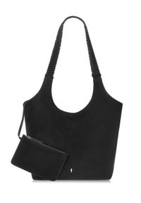 Ochnik - Czarna zamszowa torebka damska typu shopper TORES-1028-99(Z24). Kolor: czarny. Materiał: zamszowe, skórzane. Rozmiar: duże. Styl: casual, klasyczny, elegancki. Rodzaj torebki: na ramię #6