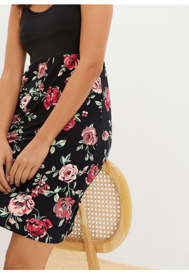 bonprix - Sukienka ciążowa i do karmienia 2 w 1 z wiskozy. Kolekcja: moda ciążowa. Kolor: czarny. Materiał: wiskoza