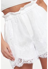 Twinset Milano - Szorty damskie lniane z kooronką TWINSET. Materiał: len #5