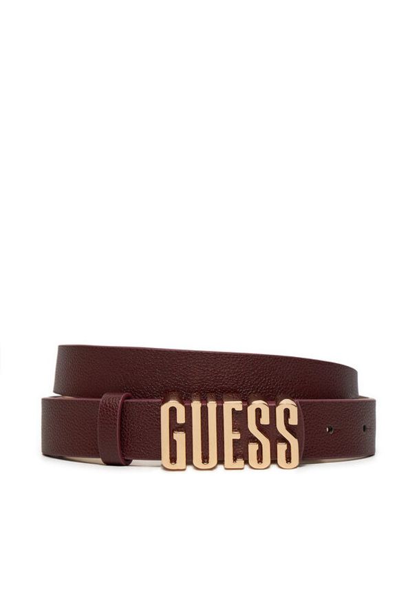 Guess Pasek Damski BW9114 P4225 Bordowy. Kolor: czerwony. Materiał: skóra