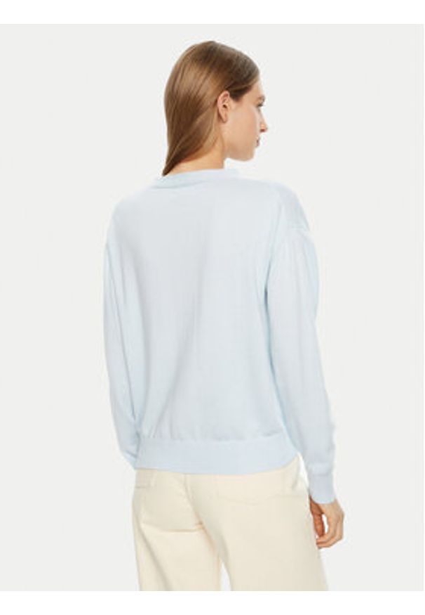 Guess Jeans Sweter W4BR16 Z3HO2 Błękitny Regular Fit. Kolor: niebieski. Materiał: syntetyk