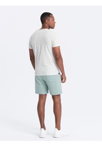 Ombre Clothing - T-shirt męski z ozdobnym efektem confetti - kremowy V1. Okazja: na co dzień. Kolor: kremowy. Materiał: bawełna. Wzór: jednolity. Styl: casual #3