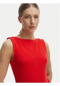 TOMMY HILFIGER - Tommy Hilfiger Top WW0WW47807 Pomarańczowy Slim Fit. Kolor: pomarańczowy. Materiał: wiskoza #5