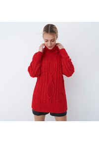 Mohito - Sweter z ozdobnym splotem - Czerwony. Kolor: czerwony. Wzór: ze splotem