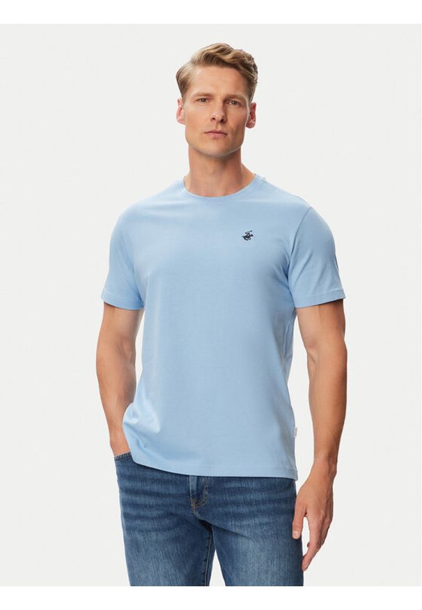Beverly Hills Polo Club T-Shirt P-SS26M-TS41740 Niebieski Regular Fit. Typ kołnierza: polo. Kolor: niebieski. Materiał: bawełna