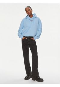 Tommy Jeans Bluza Essential Logo DW0DW17797 Błękitny Relaxed Fit. Kolor: niebieski. Materiał: syntetyk