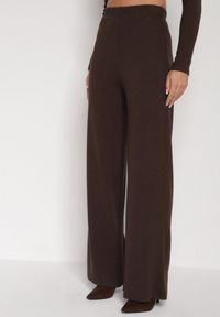 Born2be - Brązowy Bawełniany Komplet Kopertowa Bluzka z Długim Rękawem i Spodnie Ferenna. Kolor: brązowy. Materiał: bawełna #7