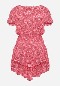 Born2be - Czerwona Sukienka z Gumką w Talii z Kopertowym Dekoltem Ianveia. Kolor: czerwony. Typ sukienki: kopertowe #5