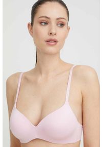 DKNY - Dkny biustonosz gładki. Kolor: różowy. Wzór: gładki