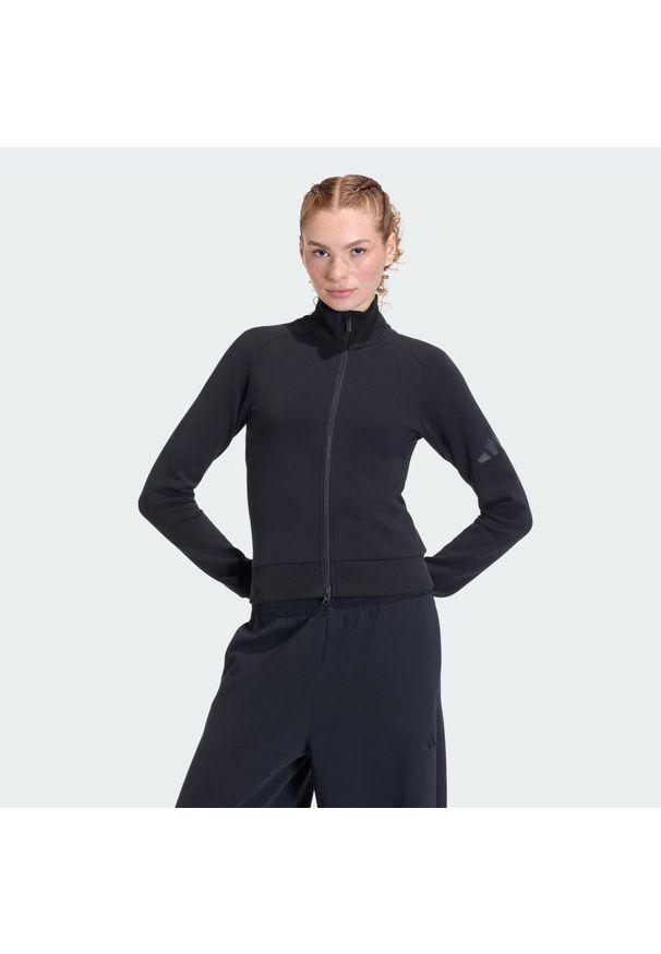 Adidas - Bluza Dresowa Soft Lux Slim. Kolor: czarny. Materiał: dresówka. Sport: fitness