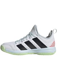 Adidas - Buty do piłki ręcznej adidas Stabil Jr ID1137 białe. Zapięcie: sznurówki. Kolor: biały. Materiał: tkanina, syntetyk, materiał. Szerokość cholewki: normalna #8