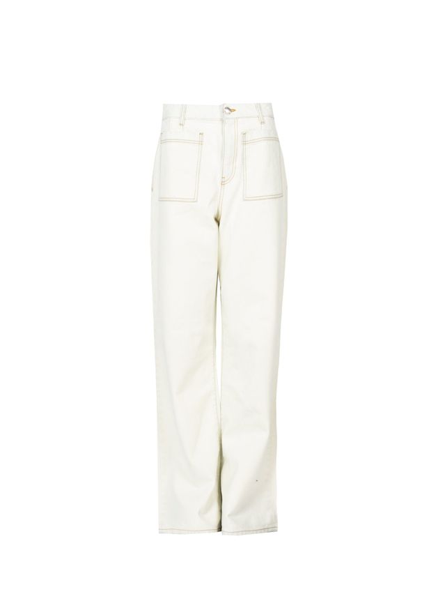 Pinko Spodnie "Forbita" | 1J10UE Y653 | Kobieta | Biały. Okazja: na co dzień. Kolor: biały. Materiał: bawełna. Wzór: jednolity. Styl: elegancki, casual