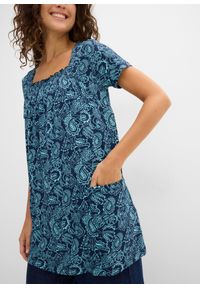 bonprix - Tunika shirtowa, krótki rękaw. Kolor: niebieski. Materiał: wiskoza. Długość rękawa: krótki rękaw. Długość: krótkie #3