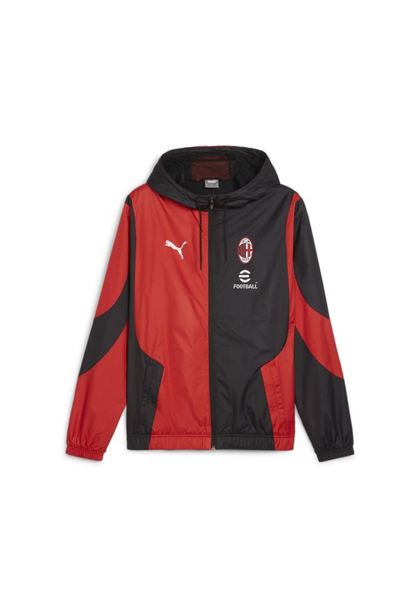 Puma - Bluza dresowa Prematch Milan AC 2023/24. Kolor: wielokolorowy, czarny, czerwony. Materiał: dresówka. Sport: piłka nożna