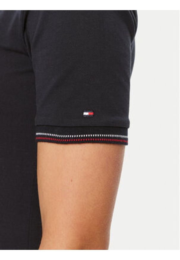 TOMMY HILFIGER - Tommy Hilfiger Sukienka codzienna Slim RWb Tipping Polo 1/2SLV DRS WW0WW42114 Granatowy Slim Fit. Okazja: na co dzień. Typ kołnierza: polo. Kolor: niebieski. Materiał: bawełna. Typ sukienki: proste. Styl: casual