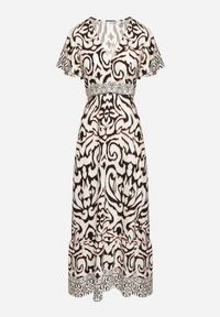 Born2be - Czarna Sukienka o Rozkloszowanym Kroju w Ornamentalny Wzór Tillivene. Okazja: na co dzień. Typ kołnierza: dekolt w kształcie V. Kolor: czarny. Długość rękawa: krótki rękaw. Styl: casual #6