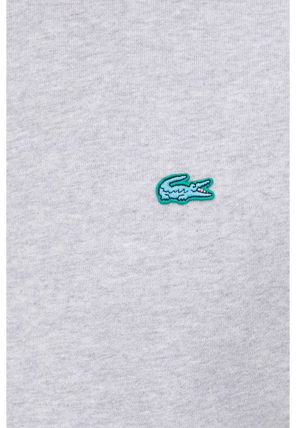 Lacoste bluza męska kolor szary gładka. Kolor: szary. Materiał: dzianina. Wzór: gładki