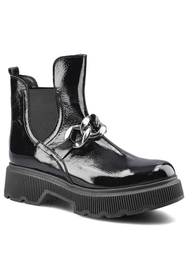 Czarne Botki Lemar Damskie Stylowe Skórzane Buty. Okazja: na co dzień. Kolor: czarny. Materiał: skóra. Wzór: gładki. Styl: elegancki