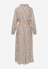 Born2be - Jasnoniebieska Sukienka z Guzikami i Plecionym Paskiem z Klamrą Aralty. Kolor: niebieski. Długość rękawa: długi rękaw. Sezon: wiosna, lato. Typ sukienki: koszulowe #4