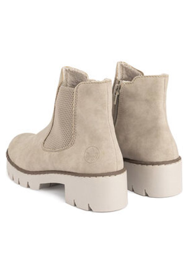 Rieker Botki X5772-60 Écru. Materiał: skóra