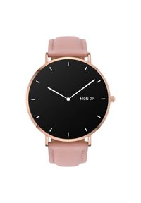 GARETT - Garett Verona złoto-różowy skórzany. Rodzaj zegarka: smartwatch. Kolor: wielokolorowy, różowy, złoty. Styl: biznesowy, sportowy, casual, elegancki