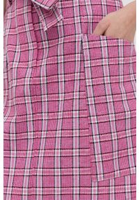 MAX&Co. spódnica lniana kolor fioletowy mini rozkloszowana. Kolor: fioletowy. Materiał: len