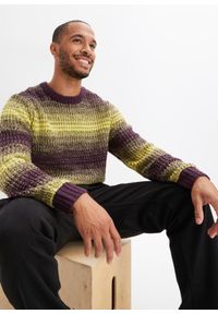 bonprix - Sweter w cieniowanym kolorze. Kolor: fioletowy. Wzór: paski #1
