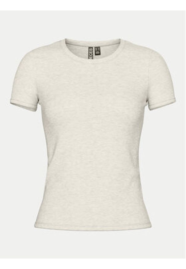 Pieces T-Shirt May 17154483 Szary Slim Fit. Kolor: szary. Materiał: bawełna
