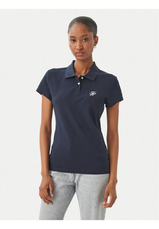 TOMMY HILFIGER - Tommy Hilfiger Polo 1985 Logo WW0WW49259 Granatowy Slim Fit. Typ kołnierza: polo. Kolor: niebieski. Materiał: bawełna