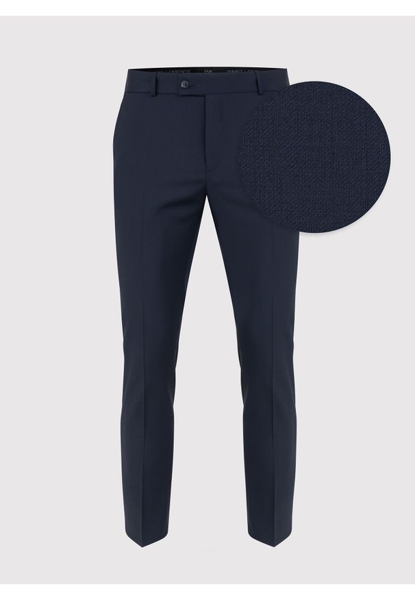 Pako Lorente - PAKO LORENTE – Granatowe spodnie męskie w kant. Kolor: niebieski. Materiał: wełna. Styl: elegancki, klasyczny