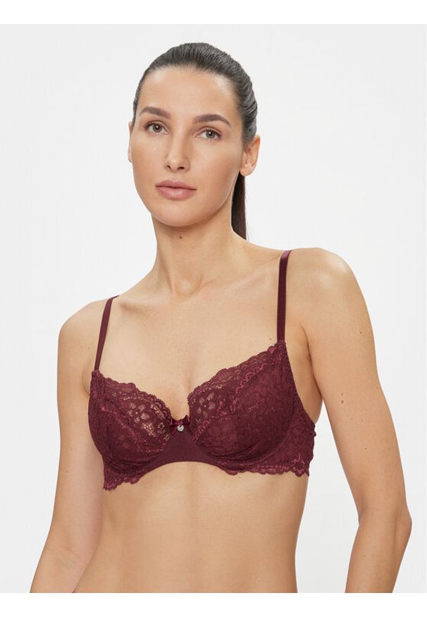 Hunkemöller Biustonosz balkonetka Marine 202706 Bordowy. Kolor: czerwony. Materiał: syntetyk