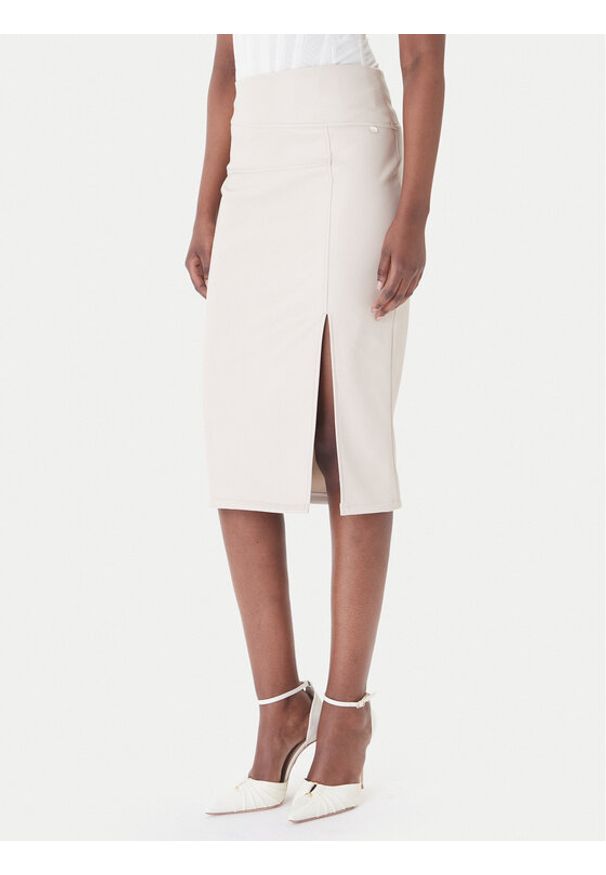 Rinascimento Spódnica z imitacji skóry CFC0127468003 Beżowy Slim Fit. Kolor: beżowy. Materiał: skóra