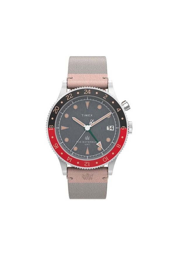 Timex Zegarek Waterbury Traditional GMT TW2V74100 Szary. Kolor: szary. Materiał: syntetyk