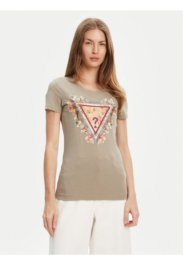 Guess T-Shirt W5YI08 J1314 Zielony Regular Fit. Kolor: zielony. Materiał: bawełna