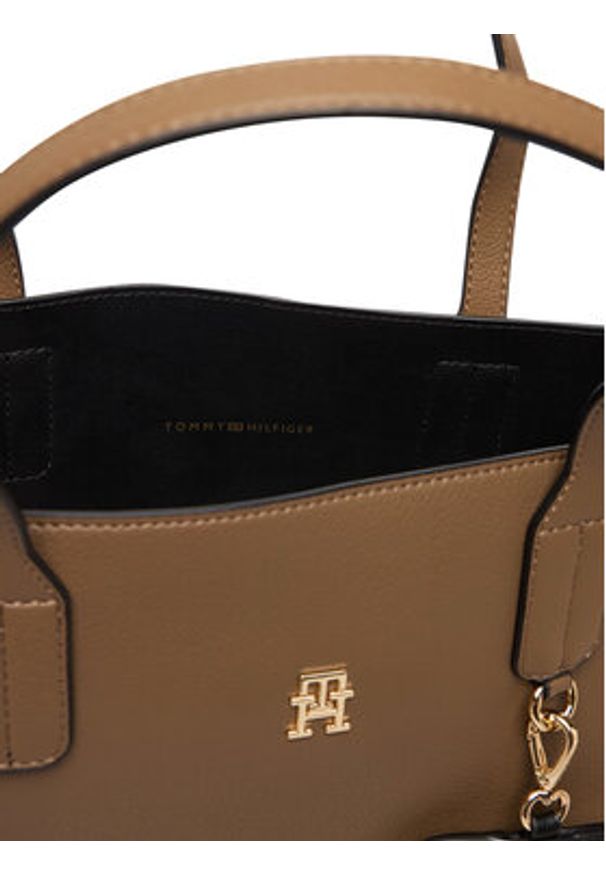TOMMY HILFIGER - Tommy Hilfiger Torebka Th Icon Satchel AW0AW18122 Brązowy. Kolor: brązowy. Materiał: skórzane