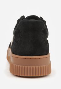 Born2be - Czarne Zamszowe Sneakersy w Stylu Kultowych Tenisówek ze Skórzaną Wkładką Berosele. Okazja: na co dzień. Kolor: czarny. Materiał: zamsz, skóra #9