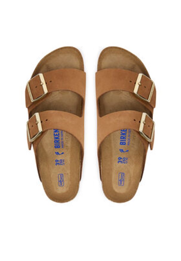 Birkenstock Klapki Arizona Sfb 1032086 Brązowy. Kolor: brązowy. Materiał: nubuk, skóra