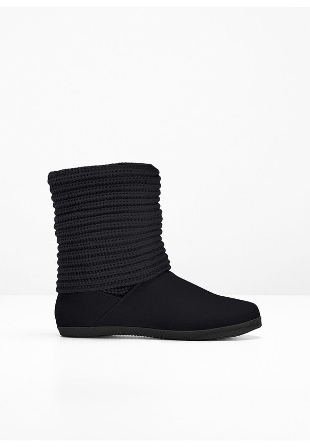 bonprix - Kozaki zimowe. Zapięcie: bez zapięcia. Kolor: czarny. Szerokość cholewki: normalna. Sezon: zima