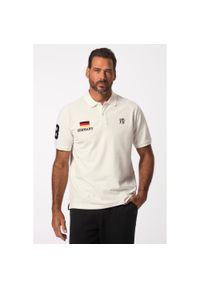 JAY-PI - Męska Koszulka polo FLEXNAMIC® piłka nożna rękaw 1/2 kołnierzyk polo. Typ kołnierza: polo. Kolekcja: plus size. Kolor: biały. Materiał: bawełna, elastan, materiał