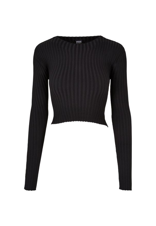 Pullover court dzianina prążkowana z zakręconym tyłem dla kobiet Urban Classics. Kolor: czarny. Materiał: prążkowany, dzianina. Długość: krótkie. Sezon: zima