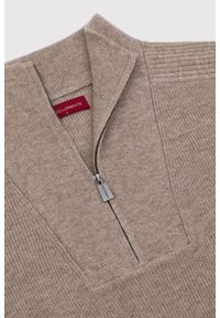 Pako Lorente - PAKO LORENTE - Beżowy sweter z rozpinaną stójką. Okazja: na co dzień. Typ kołnierza: kołnierzyk stójkowy. Kolor: beżowy, niebieski. Materiał: wełna, poliamid. Sezon: jesień. Styl: casual #4