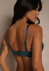 Renee - Ciemnozielony Biustonosz z Koronki z Sercem z Cyrkonii Adrievianna. Kolor: zielony. Materiał: koronka. Wzór: koronka #7