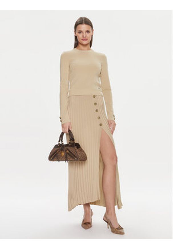 Guess Sweter Sophie W4RR52 Z3D60 Beżowy Slim Fit. Kolor: beżowy. Materiał: syntetyk