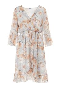 Born2be - Jasnoniebieska Sukienka Sophassa. Okazja: na imprezę. Kolor: niebieski. Wzór: aplikacja, kwiaty. Sezon: lato. Typ sukienki: kopertowe, rozkloszowane. Styl: elegancki #3