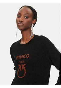 Pinko Sweter Logo 100414 Y7Z4 Czarny Regular Fit. Kolor: czarny. Materiał: wełna