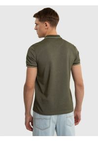 Big-Star - Koszulka męska polo khaki Harrison 303. Typ kołnierza: polo. Kolor: zielony. Materiał: jeans, materiał. Wzór: haft #3