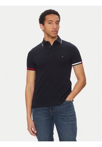 TOMMY HILFIGER - Tommy Hilfiger Polo Flag Cuff MW0MW38458 Granatowy Slim Fit. Typ kołnierza: polo. Kolor: niebieski. Materiał: bawełna
