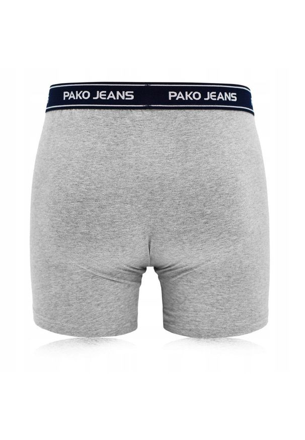 Bawełniane, Klasyczne Bokserki Męskie - Pako Jeans - Popielate. Kolor: szary. Materiał: bawełna, elastan