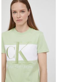 Calvin Klein Jeans t-shirt bawełniany J20J218258.PPYY kolor zielony. Okazja: na co dzień. Kolor: zielony. Materiał: bawełna. Długość rękawa: krótki rękaw. Długość: krótkie. Styl: casual #4