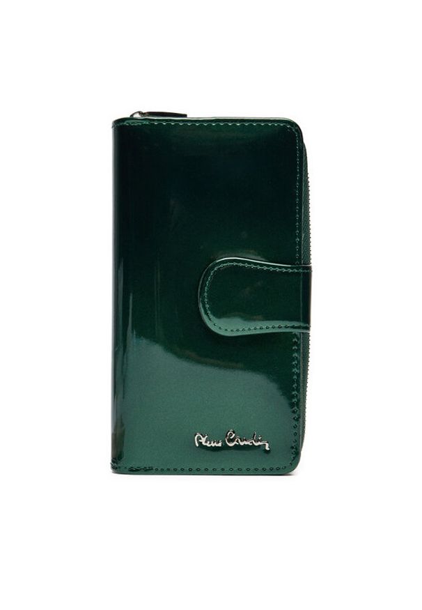 Pierre Cardin Duży Portfel Damski 07 SHINY 116 Zielony. Kolor: zielony. Materiał: skóra